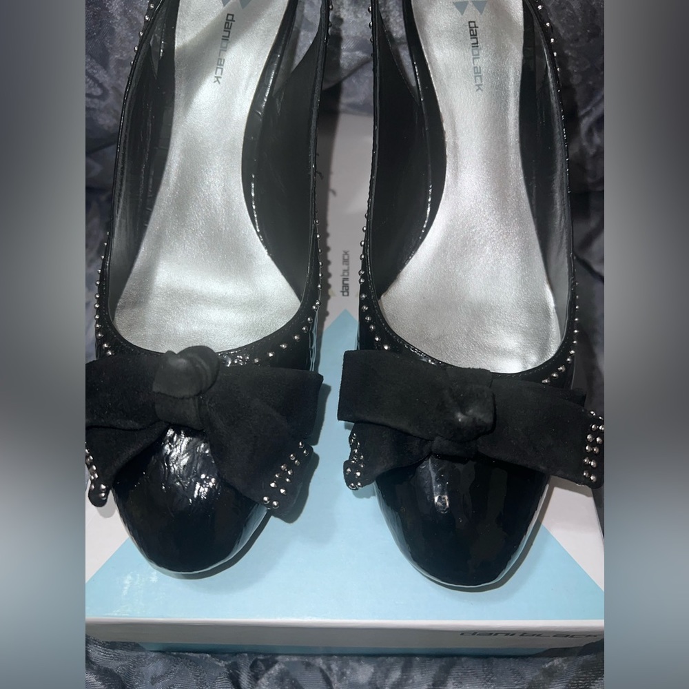 Daniblack Black Patent Leather Heel Size 9